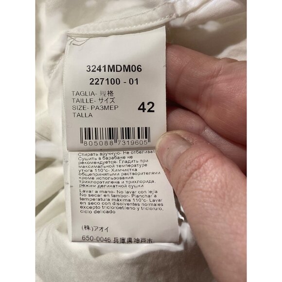 MSGM Milano Off Shoulder Smocked Button Down Blouse White Size 42 NWOT Designer - Picture 5 of 15